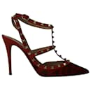 Zapatos de salón Rockstud enjaulados con estampado de leopardo Valentino Garavani en piel de becerro roja