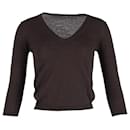 Mulberry V-neck Quarter Sleeve Top in Brown Cotton