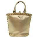PRADA Hand Bag Safiano Leather 2way Gold Auth 67465A - Prada
