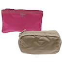 Prada pouch nylon 2Set Pink Gray Auth bs12177