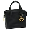 Christian Dior Hand Bag Leather Black Auth ep3621