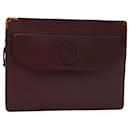 CARTIER Clutch Bag Leather Wine Red Auth 68226 - Cartier