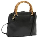GUCCI Bamboo Hand Bag Leather 2way Black 000 2122 0290 auth 68017 - Gucci