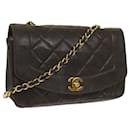 CHANEL Diana Matelasse Chain Shoulder Bag Leather Black CC Auth 66875 - Chanel