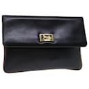 CELINE Clutch Bag Leather Black Auth 68363 - Céline
