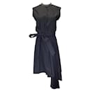 Brunello Cucinelli Navy Blue Monili Beaded Cotton Wrap Dress - Autre Marque