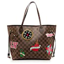 Brown Louis Vuitton Damier Ebene Neverfull Patches MM Tote Bag