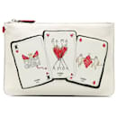 White Fendi Roma Playing Cards Zip Clutch