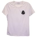 Moncler Crystal Logo-Appliqué T-Shirt aus weißer Baumwolle 
