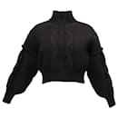 Iro Lyme Chunky Knit Cropped Sweater in Black Merino Wool