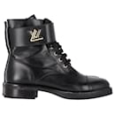 Louis Vuitton Wonderland Lace Up Ankle Boots in Black Leather