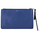 Jimmy Choo Two-Tone Pouch in Blue Leather and Burgundy Suede