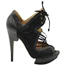 Nicholas Kirkwood Caged Lace Up Heeled Sandals in Black Pony Hair