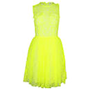 MSGM Lace Dress in Neon Yellow Polyamide - Msgm