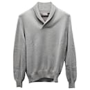 Brunello Cucinelli Ribbed V-Neck Sweater in Grey Cotton