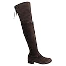 Stuart Weitzman Lowland Thigh High Boots in Gray Suede