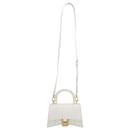 Balenciaga Croc-Effect XS Hourglass Handbag in White Calfskin Leather