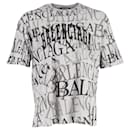 T-shirt Balenciaga Chinatown con logo all-over in cotone grigio