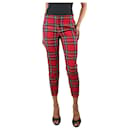 Red checked wool slim-leg trousers - size UK 8 - Burberry