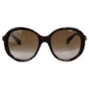 Gucci – Runde, übergroße Sonnenbrille in Schildpattoptik, braun