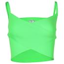 MSGM Knitted Crop Top in Neon Green Polyester - Msgm