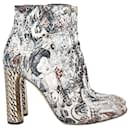 Casadei Embroidered Ankle Boots in Multicolor Leather