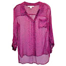 Diane Von Furstenberg Printed Button-Up Top in Purple Silk