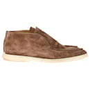 Loro Piana Open Walk Ankle Boots in Brown Suede