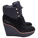 Louis Vuitton Lace-Up Boots in Black Suede