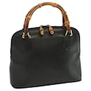GUCCI Bamboo Hand Bag Leather Black 000 2122 0290 Auth yk11194 - Gucci