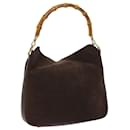 GUCCI Bamboo Hand Bag Suede Brown 001 1705 1638 Auth ep3546 - Gucci