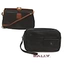 BALLY Clutch Shoulder Bag Leather 2Set Black Auth bs12075 - Bally