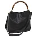 GUCCI Bamboo Hand Bag Leather 2way Black Auth 67230 - Gucci
