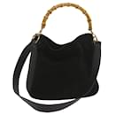GUCCI Bamboo Hand Bag Suede 2way Black 001 2058 1638 0 auth 67340 - Gucci