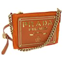 PRADA Chain Shoulder Bag Nylon Orange Auth 68432 - Prada