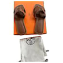 sandales Hermes Oran dorées - Hermès
