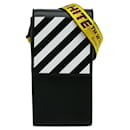 Schwarze, cremefarbene Umhängetasche mit diagonalem Telefonhalter in Binder-Optik - Off White