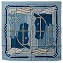 Blue Hermes Quadrige Silk Scarf Scarves - Hermès