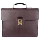 Sac d'affaires serviette en cuir violet Taiga Louis Vuitton