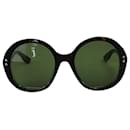 Schwarze, runde, übergroße Sonnenbrille aus Schildpatt - Gucci