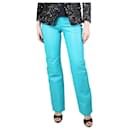 Turquoise leather trousers - size UK 10 - Autre Marque