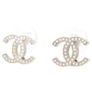 Silver Coco Mark rhinestone earrings - Chanel
