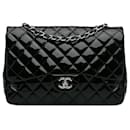 Chanel Black Jumbo Classic Patent Single Flap Bag