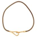 HERMES JUMBO NECKLACE IN BROWN LEATHER & GOLD PLATE lined BRACELET - Hermès