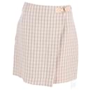 Sandro Paris Meredith Checked Mini Wrap Skirt in Pink Cotton