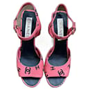 Sandálias de salto com monograma - Chanel