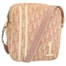 Christian Dior Trotter Canvas Shoulder Bag Pink Auth bs12512