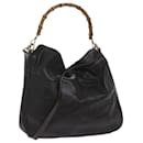 GUCCI Bamboo Shoulder Bag Leather 2way Black 001 1998 1577 auth 66951 - Gucci