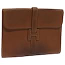 HERMES Clutch Bag Leather Brown Auth bs12425 - Hermès