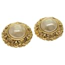 Pendiente de perlas CHANEL Tono dorado CC Auth yk11111 - Chanel